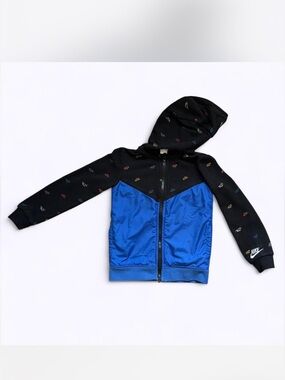 4T Nike Blue and Black Windbreaker Hooded Jacket